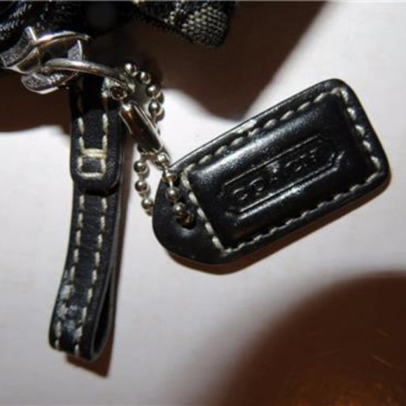 COACH BLACK,GRAY CANVAS/LEATHER WALLET POUCH - Picture 7 of 7